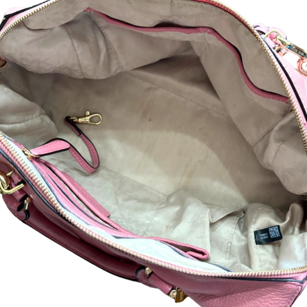 👜 Michael Kors Pink Pebbled Leather Satchel | Gold Hardware - Picture 15 of 16